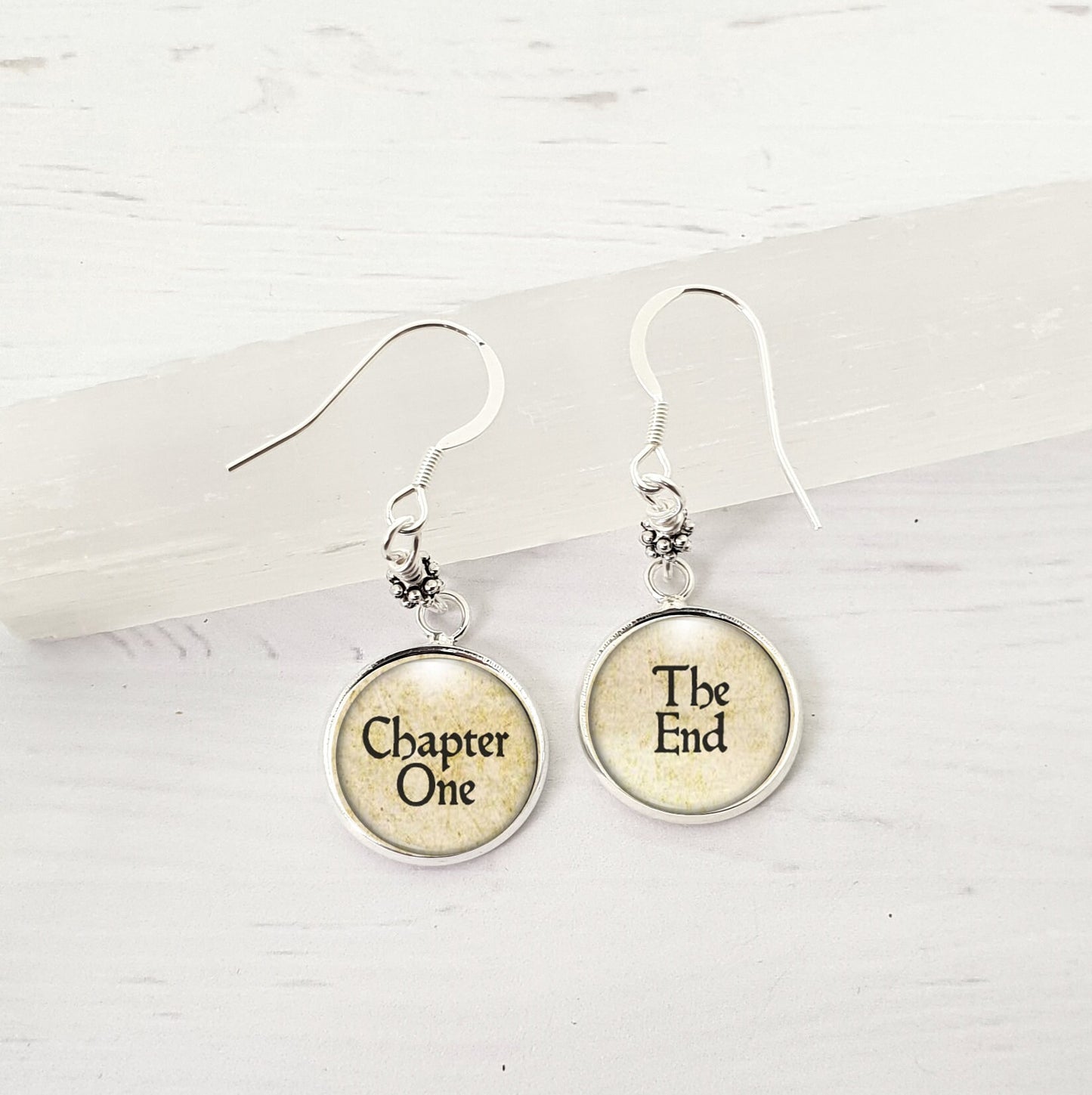 Book Lover Earrings - Chaper One, The End