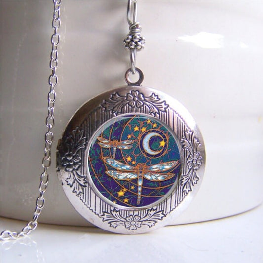 Sacred Dragonfly Locket Necklace
